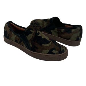 Corso Como Green Brown Camouflage Calf Hair Slip On Sneakers Size 9 Women's